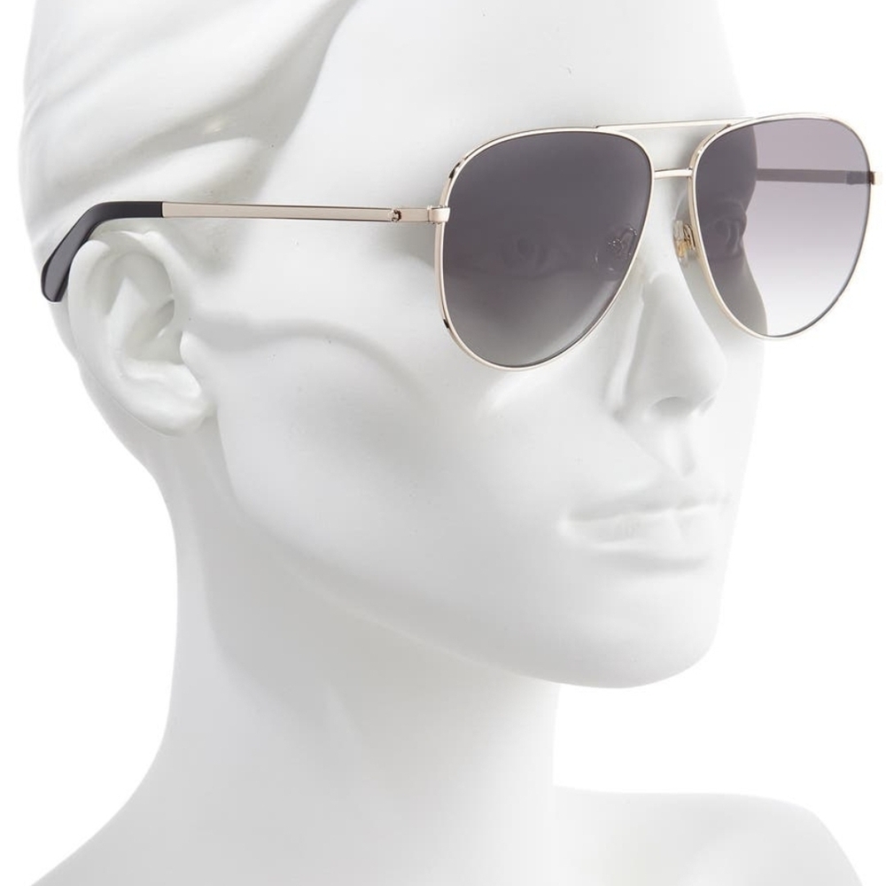 Kate Spade Isla 61mm Aviator Sunglasses, champagne gold frame, smoke lenses - Picture 10 of 10